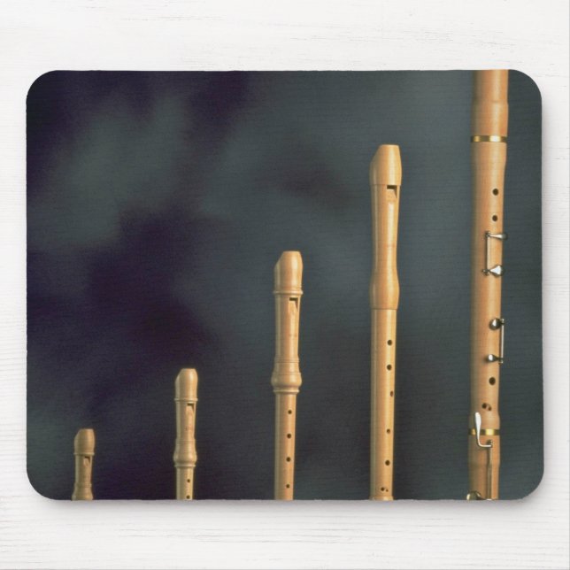 Maple wood recorders, wind instruments mouse mat (Front)