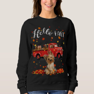 Maple Yorkshire Terrier Dog Leaf Fall Autumn Red T Sweatshirt