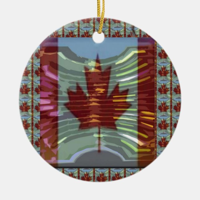 MapleLeaf : Representing Proud Canadian Values Ceramic Tree Decoration (Front)