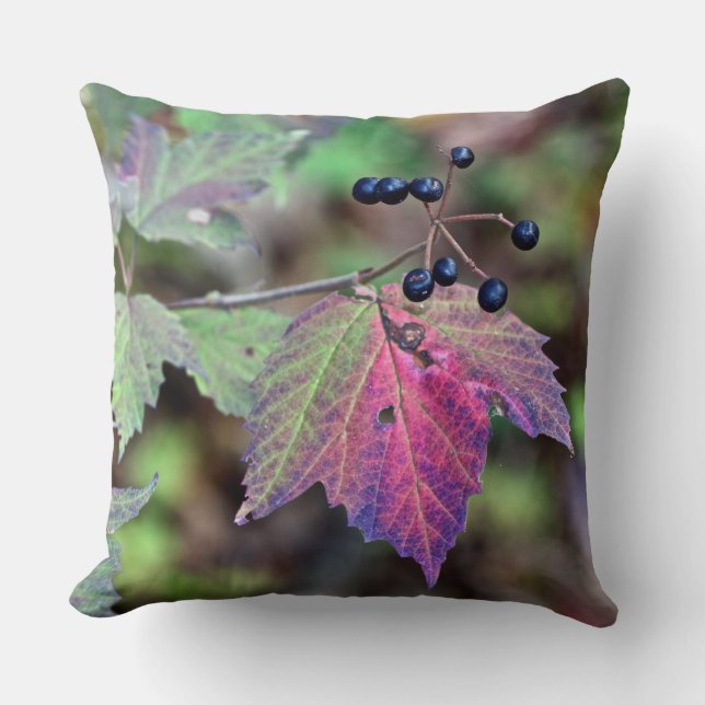 Mapleleaf Viburnum Autumn Leaves and Berries Cushion (Front)