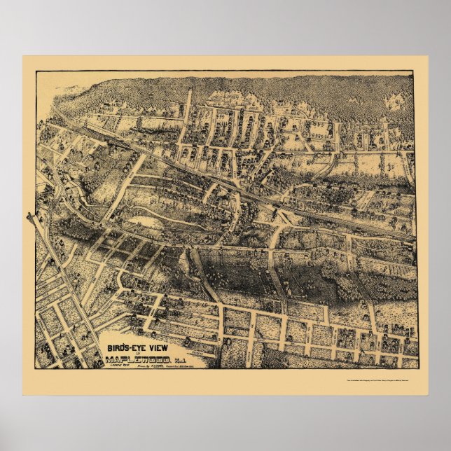 Maplewood, NJ Panoramic Map - 1910 Poster (Front)