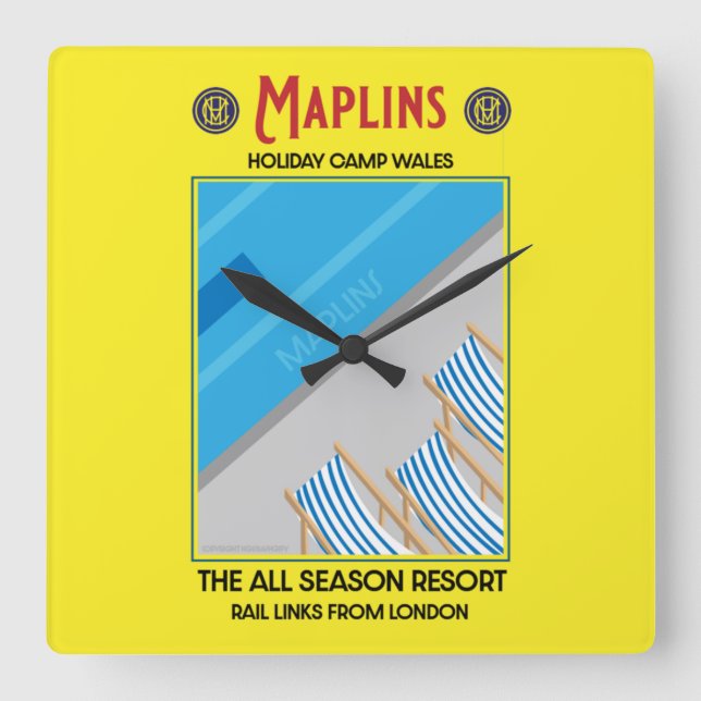 Maplins Vintage British Holiday Camps  Square Wall Clock (Front)