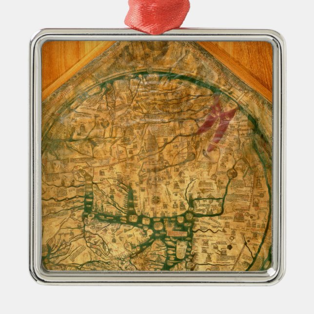 Mappa Mundi, c.1290 Metal Tree Decoration (Front)
