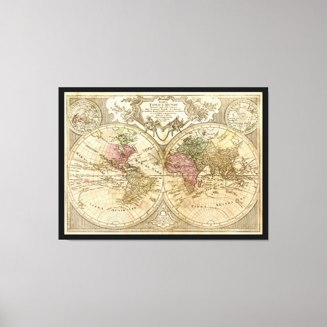 Mappa Totius Mundi World Map (1775) Canvas Print (Front)