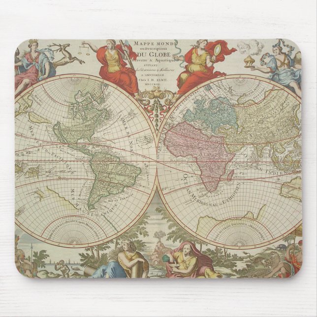 Mappe Monde ou Description du Globe Terrestre & Aq Mouse Mat (Front)