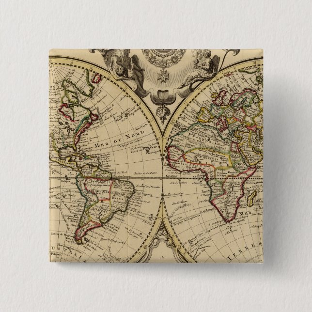 Mappemonde 15 Cm Square Badge (Front)