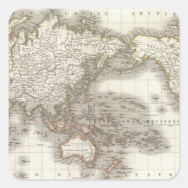 Mappemonde - Globe map Square Sticker (Front)