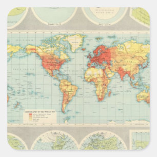 Mapping of the world square sticker