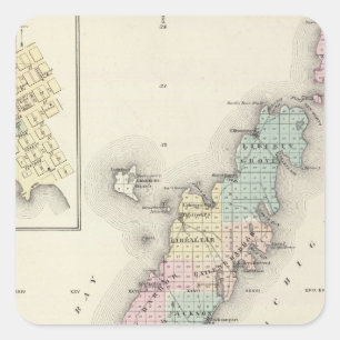 Maps of Door County, Sturgeon Bay and Jenny Square Sticker