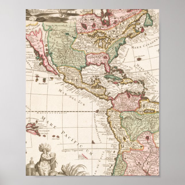 Maps of North and South America (1680-1742) Poster (Front)