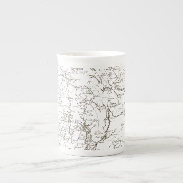 Maps of Norway – Bergen 1925 series Bone China Mug (Front)