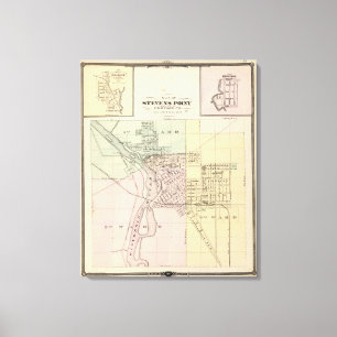 Maps of Stevens Point, Elroy and Wonewoc Canvas Print