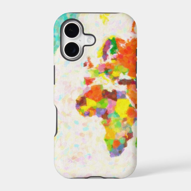 maps pointilism World Map with leaves (Back)