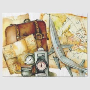 "Maps & Travel Elegance: Adventure Awaits" Tissue Paper