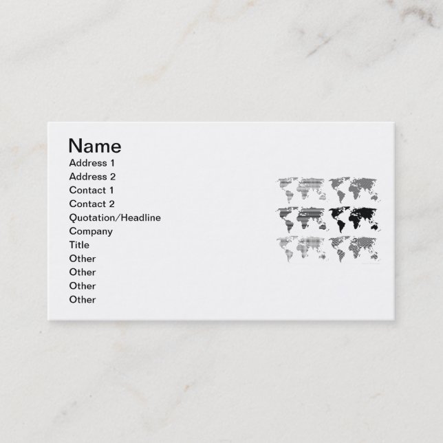 Maps world continents styles designs patterns business card (Front)
