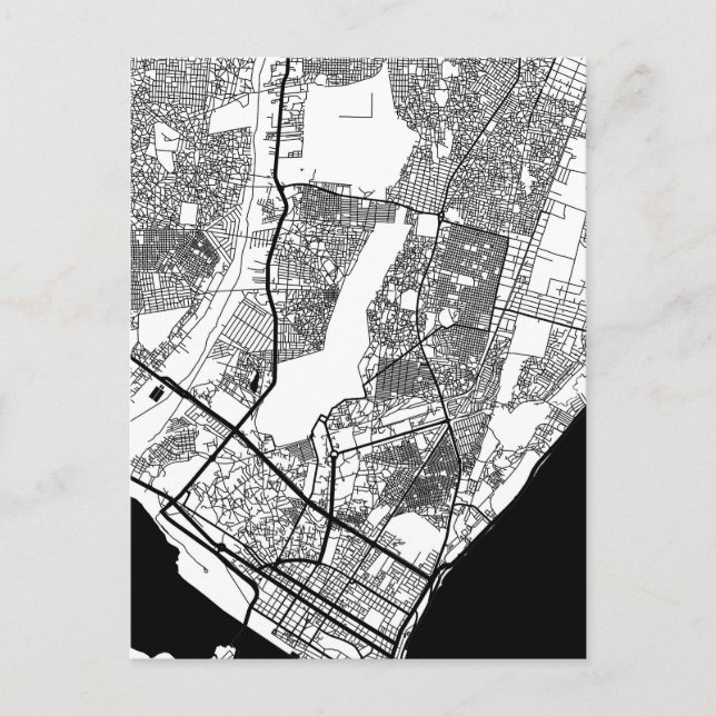 Maputo Mozambique City Map Postcard (Front)