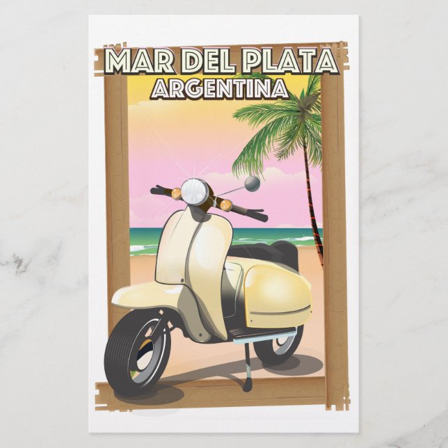 Mar del Plata Argentina beach poster Stationery (Front)