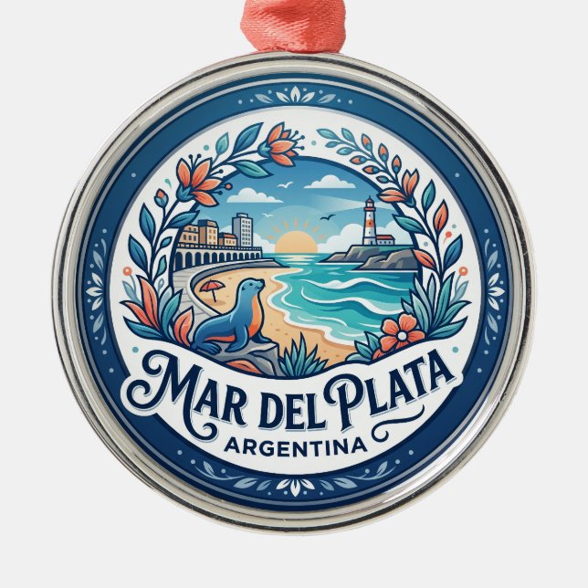 Mar del Plata Argentina Metal Tree Decoration (Front)