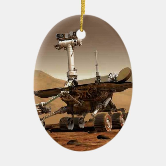Mar rover space design ceramic tree decoration (Front)