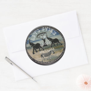 Mara Trumpet Glory African Elephant Zebra Oil Pain Classic Round Sticker