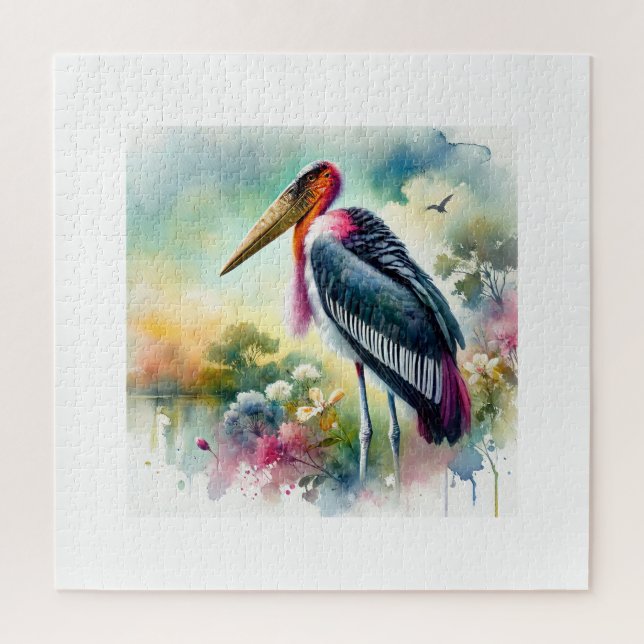 Marabou stork in the wild 180924AREF130 - Watercol Jigsaw Puzzle (Vertical)