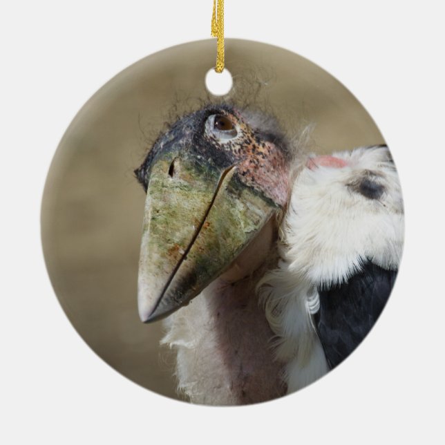 Marabou Stork Portrait Ceramic Tree Decoration (Back)