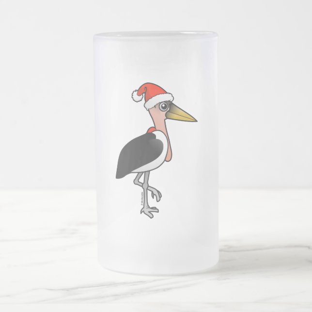 Marabou Stork Santa Frosted Glass Beer Mug (Center)