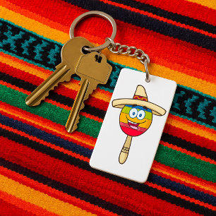 Maraca with Sombrero Colourful Fiesta Key Ring