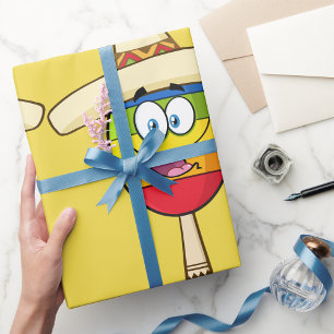 Maraca with Sombrero Colourful Fiesta Wrapping Paper