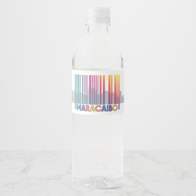Maracaibo City Barcode Art Latin Pride Water Bottle Label (Front)