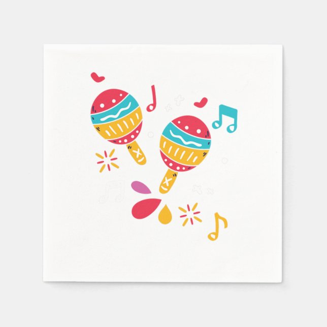 Maracas Colourful Music Mexican Maraca Sombrero Gi Napkin (Front)