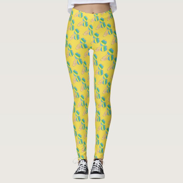 Maracas Musical Instrument Fiesta Cinco de Mayo Leggings (Front)