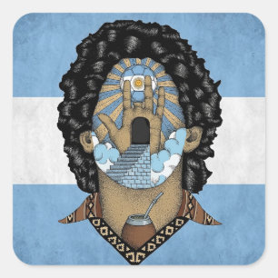 Maradona Argentina Football Square Sticker