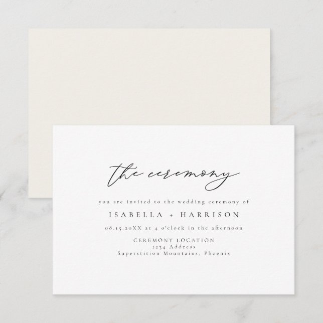 MARAH Elegant Minimalist Wedding Ceremony Insert Invitation (Front/Back)
