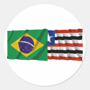 Maranhão & Brazil Waving Flags Classic Round Sticker
