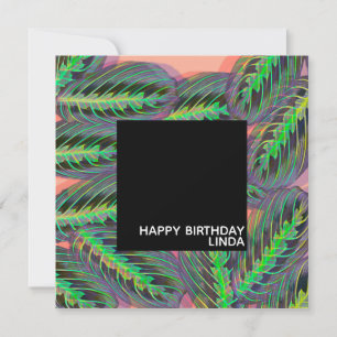 Maranta Plant Pattern Illustration Leaf Birthday   Card