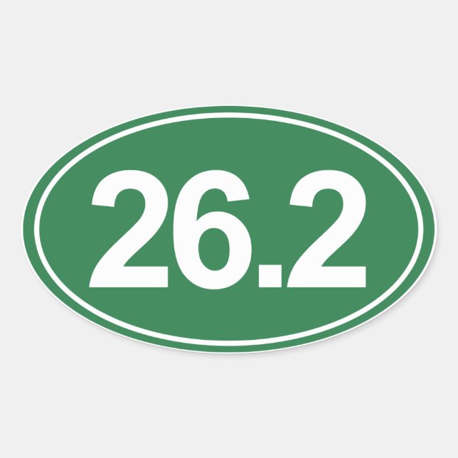 Marathon 26.2 Miles Oval Sticker (Green) (Front)
