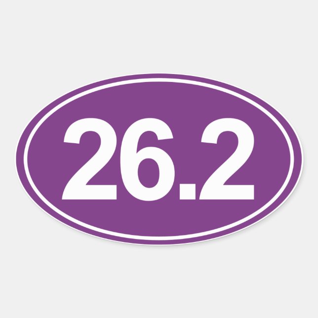 Marathon 26.2 Miles Oval Sticker (Purple) (Front)