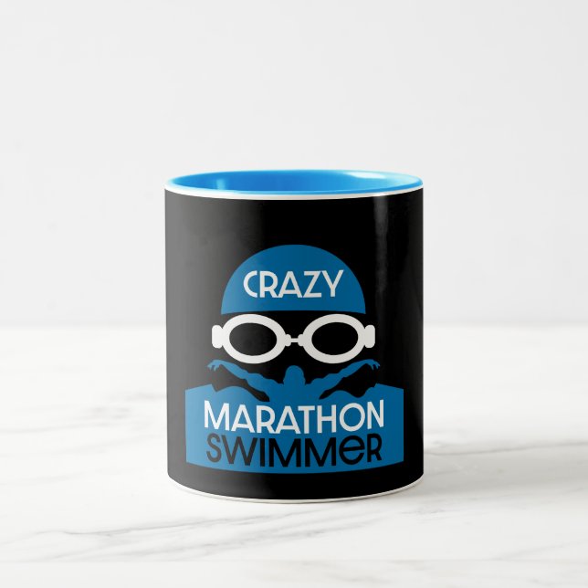 Marathon Endurance Swimmer Two-Tone Coffee Mug (Center)