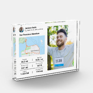 Marathon   Half Marathon Best Runner Photo Gift  Block