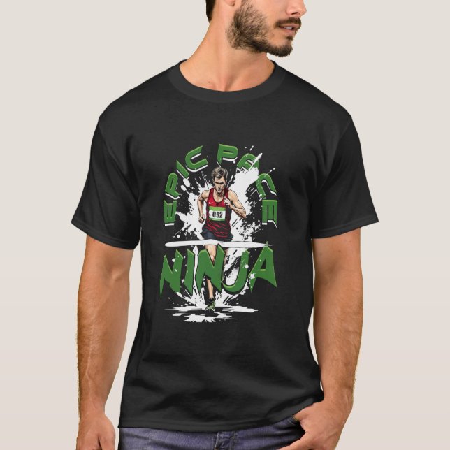 Marathon Marathoner Running Epic Pace Ninja T-Shirt (Front)