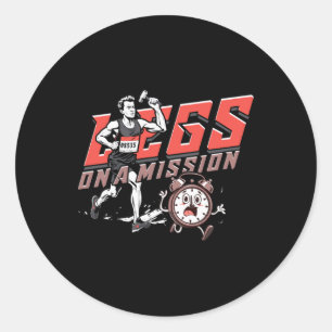 Marathon Marathoner Running Legs On A Mission Stic Classic Round Sticker