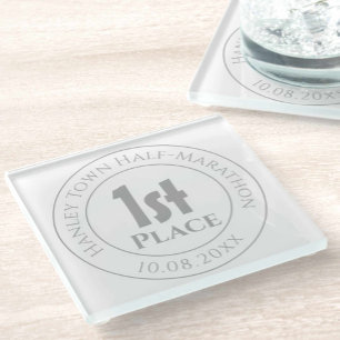 Marathon Runner 1st Prize Trophy Award Glass Coaster