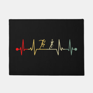 Marathon Runner Heartbeat Retro Vintage Doormat