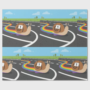 Marathon Runner Snail Cute Rainbow Trail Wrapping Paper