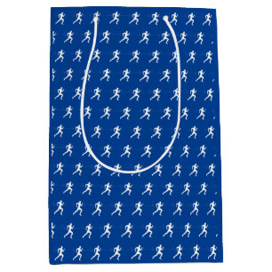 Marathon Runners on Blue  Medium Gift Bag