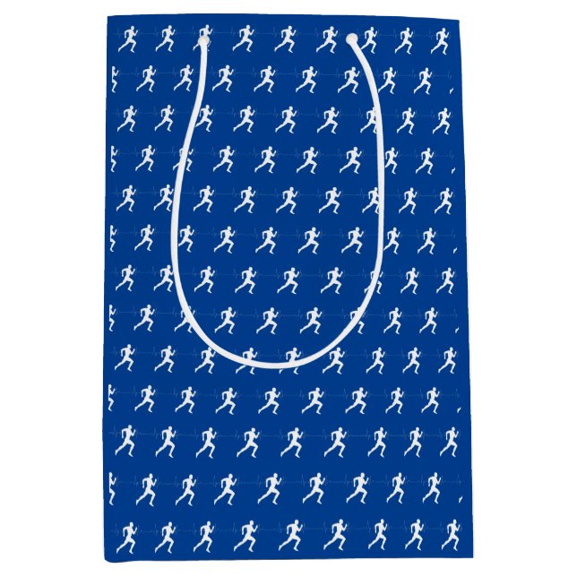 Marathon Runners on Blue  Medium Gift Bag (Front)