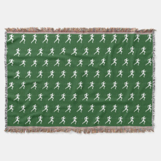 Marathon Runners on Deep Green  Throw Blanket