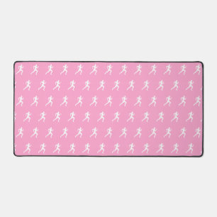 Marathon Runners on Pink Background Desk Mat