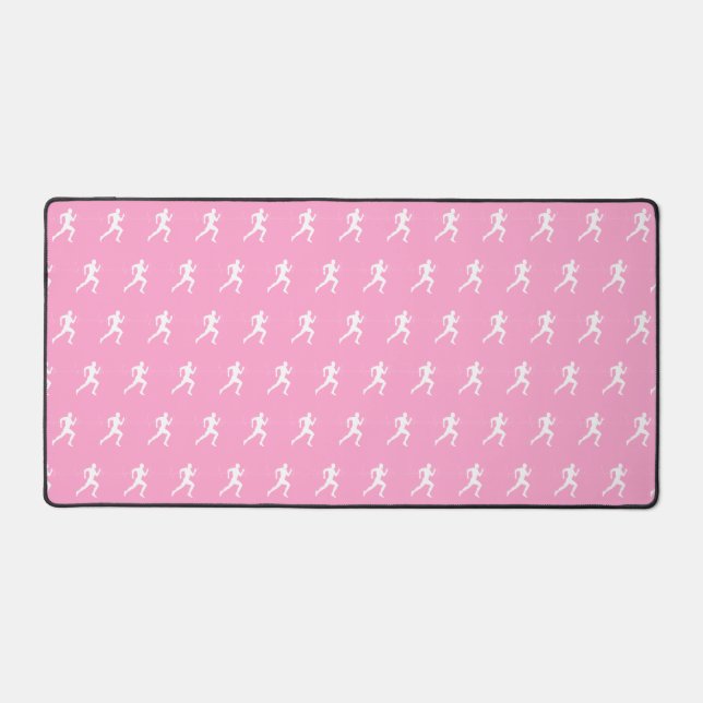 Marathon Runners on Pink Background Desk Mat (Front)